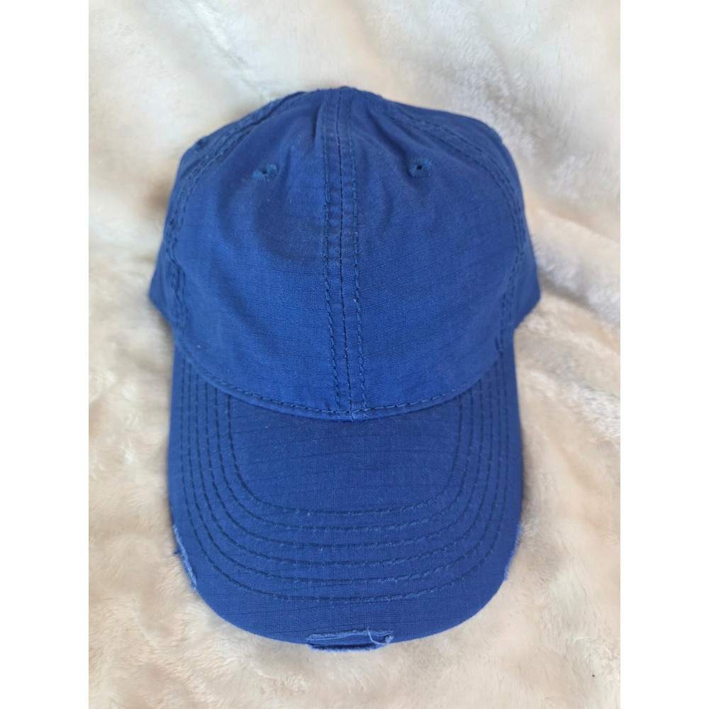 Adams Distressed Baseball Cap Blue Casual Adjustable Cotton Mens Womens